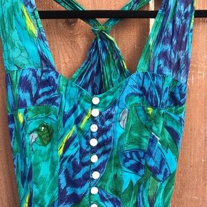 VINTAGE| Parrot printed blue sundress